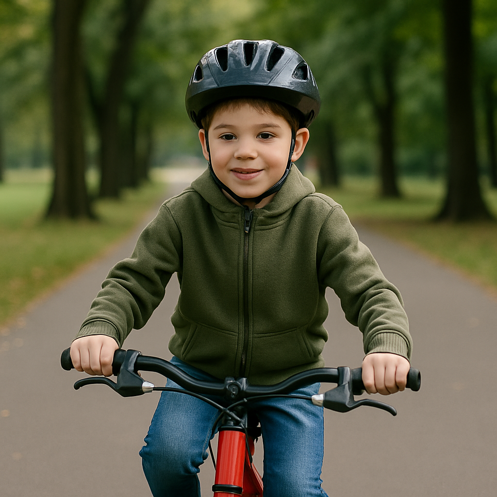 Bild A: Junge auf einem Fahrrad